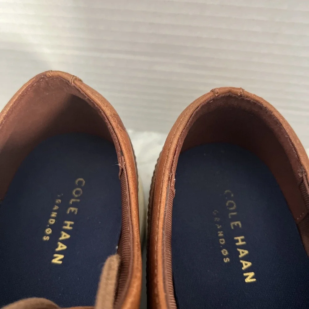 Cole Haan Grand.OS Mens British Tan Leather Wingtip Oxford Shoes Business Casual